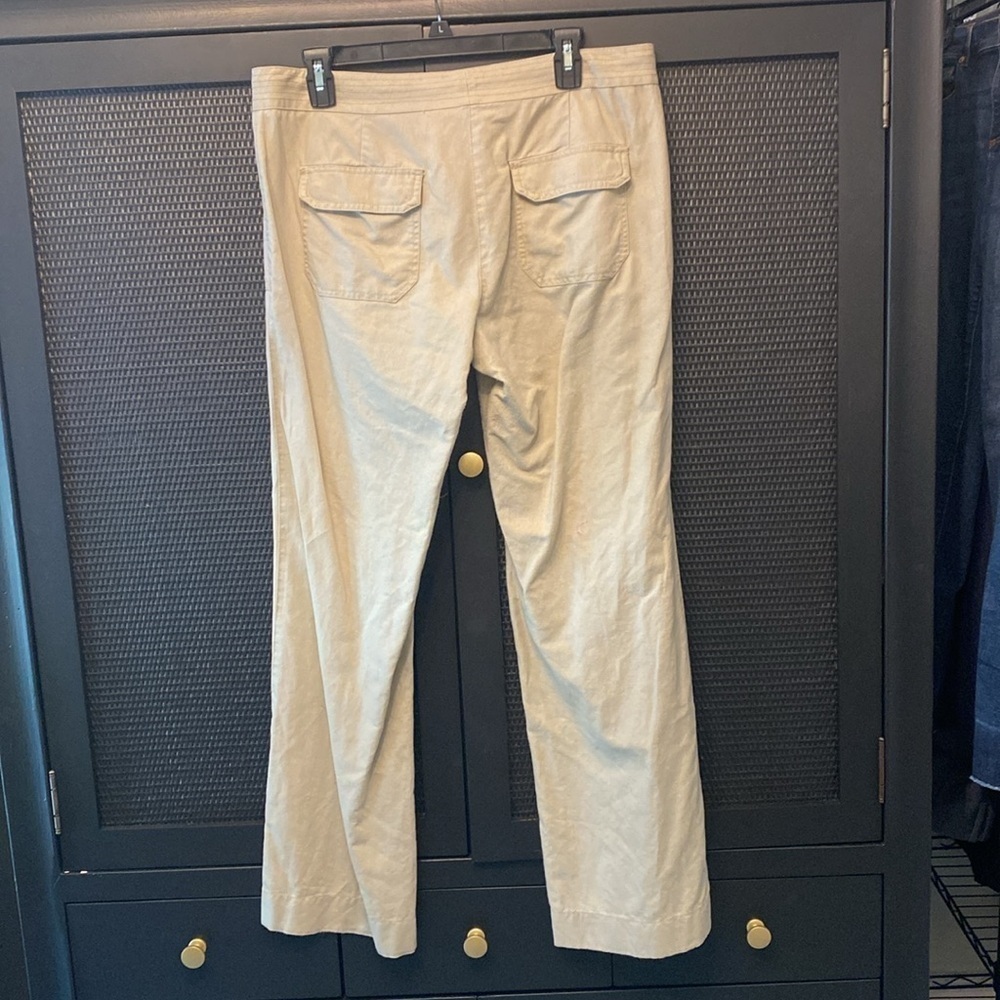 J Crew City Fit Cargo Pants Linen Cotton Draw String Pocket Flat Front Khaki 10 - Picture 4 of 8